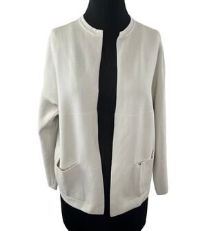 GentryPortofino Gentry Portofino Cream Long Sleeve Open Front Cardigan Sweater L